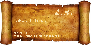 Lakos Ambrus névjegykártya
