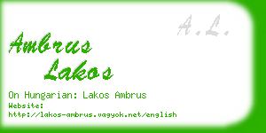 ambrus lakos business card